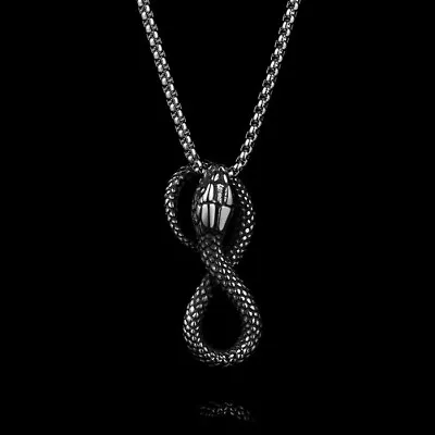 Buy Snake Necklace Stainless Steel Pendant Cobra Kai Goth Gothic Alt Jewellery NEW • 14.99£