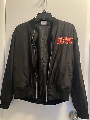 Buy AC DC 1981 World Tour Bomber Jacket Women's Size S Shiny Soft Black • 6.29£