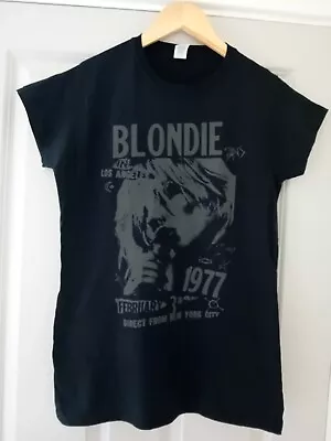 Buy Vintage Womens Black Cotton New York Tour '77 Blondie T-Shirt  XL • 15£