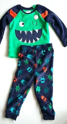 Buy Final Sale Primark Boys Monster Fleece Pyjama Set 24-36 Months • 6£