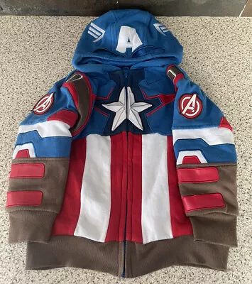 Buy Disney Store Captain America Boys Age 3 Hooded Jacket - Marvel Avengers USA • 14.99£