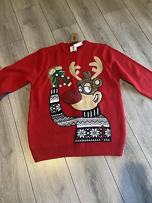 Buy Mens Size Medium Red Christmas Rudolph Jumper, New With Tags. • 12.95£