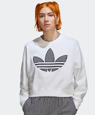 Buy Adidas Originals Gingham Overs White Sweater Ladies UK 12 New With Tags RRP £60 • 25£