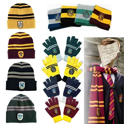 Buy Harry Potter Gryffindor-Slytherin-Hufflepuff-Raveclaw Cosplay Scarf Hat Gloves • 13.49£