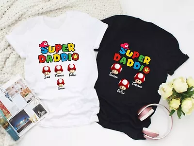Buy Personalised Super Daddio Name T-Shirt, Funny Mario Luigi Father Day Adults Top • 9.99£
