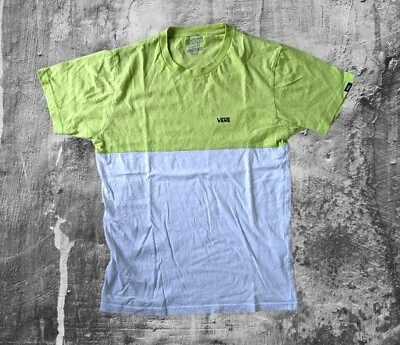 Buy Vans Off The Wall Colour Block T-shirt Lime Green/White Size S • 9.99£