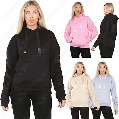 Buy Ladies Ruched Sleeves Fleece Lined Hooded Top Women Warm Hoodie Sweatshirt  Hood • 11.99£
