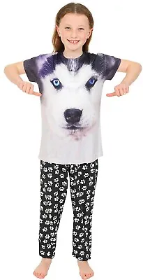 Buy Super Cool Husky 3D  LONG Pyjamas Paw Print Pj 9-16 Years • 10.99£