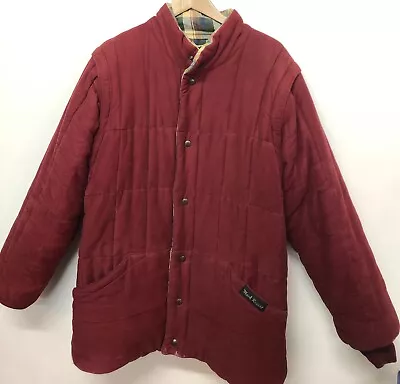 Buy Vintage Mark Regent Red Quilted Coat 2 In Warm Zip Off Arms Reversible Size L • 9.99£