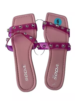 Buy Soda Shoes  Size 6 Women Flip Flops Slippers Sandals See Through Pink • 14.20£