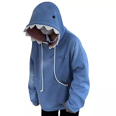 Buy Shark Sweatshirt Women's Blue Hoodies Long Sleeve Shark Shape Couple Efficiently • 20.29£
