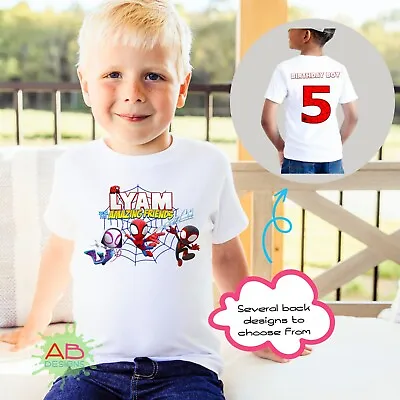 Buy Personalised Spidey And Friends Kids Birthday T-shirt  • 15.99£