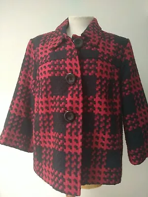 Buy Ladies Kin Rogers Black Red Check Box Jacket Chunky Buttons Sz L EST UK 14 • 9.99£