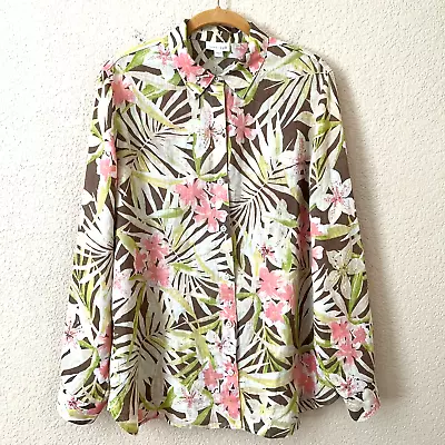 Buy J. Jill Love Linen Size S Women 100% Linen Floral Button Up Tunic Blouse Top • 33.07£