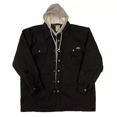 Buy Dickies Duck Shirt Jacket Quilt Lined Black Men's 2XL Canvas Hooded Full Zip • 39.99£