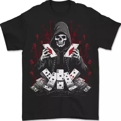 Buy Card Playing Grim Reaper Poker Mens T-Shirt 100% Cotton • 8.49£