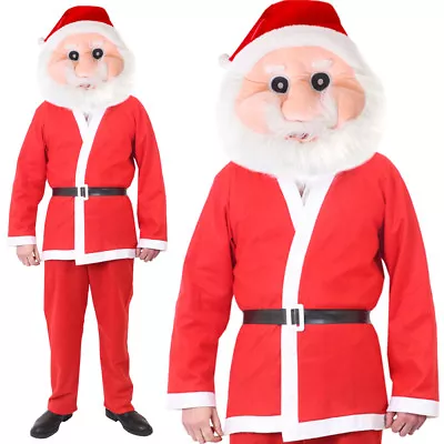 Buy Santa Mascot Costume Father Christmas Suit Fancy Dress Costume Mens Xmas Outfit • 24.99£