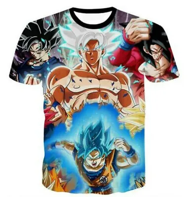 Buy Mens Anime DBZ Super Saiyan God Son Goku 3D Short Sleeve T-shirts Adult S-6XL • 15.59£