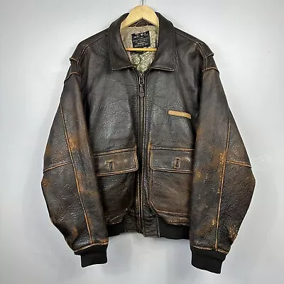 Buy Vintage Avirex G1 Leather Jacket, Flight Aviator Military, Brown, Mens Large • 249.95£