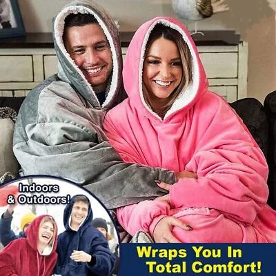 Buy Hoodie Blanket Oversized Big Hooded Ultra Plush Sherpa Giant Sweatshirt Blanket • 7.99£