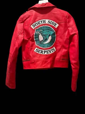 Buy Riverdale Southside Serpents NWT Size XS Cheryl Blossom Faux Leather Red Jacket • 47.36£
