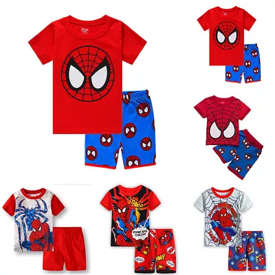 Buy Boys Kids Spiderman Short Sleeve Pyjamas Pjs Set Summer Outfit Clothes Gift New • 10.74£