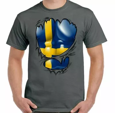 Buy Sweden T-Shirt Football Swedish Flag Mens National Day Of Top Kit Gym Ripped • 10.94£