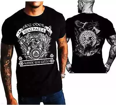 Buy T-Shirt Valhalla Skull Wikinger Drakar Viking Warrior Odin Thor Wiking Vikings • 13.99£