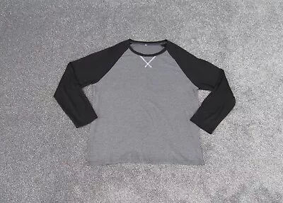Buy Mens Shirt Medium Grey Black Crew Neck Whale Long Sleeve Tee • 7.58£