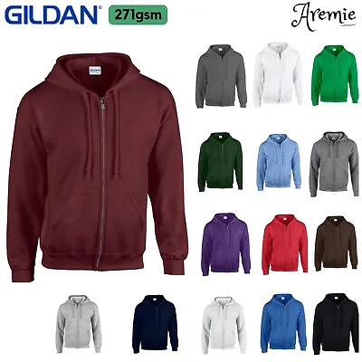 Buy Gildan Unisex Plain Full Zip Up Hoodie Sweatshirts | Heavy Blend Hooded Jumper • 26.03£