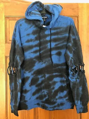 Buy Blue & Black Tie-Dye Lace-up Sleeve Hoodie Sweatshirt Women's Size Large NWT • 37.88£