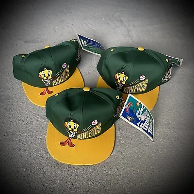 Buy Looney Tunes Oakland Athletics 1995 Kids Size Baseball Caps With Tags - Set Of 3 • 59.99£