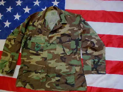 Buy Genuine US ARMY USAF Issue WOODLAND Camo Camouflage BDU COMBAT JACKET Coat L Xl • 17.50£