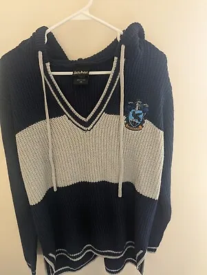 Buy Harry Potter Ravenclaw Knit Hoodie Sweater Womens Large Blue Crest Oversized Top • 24.02£