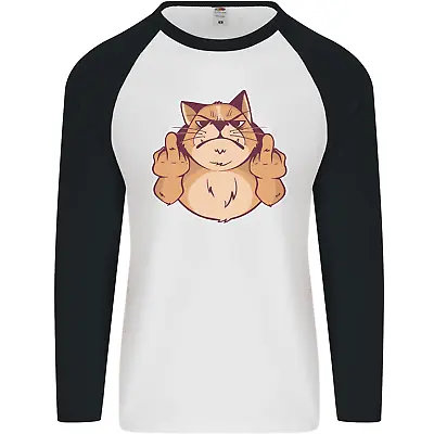 Buy Grumpy Cat Finger Flip Offensive Funny Mens L/S Baseball T-Shirt • 9.99£