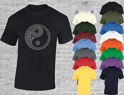 Buy Yin Yang Mandala Mens T Shirt Cool Yoga Peace Namaste Buddhism Lotus Fashion • 7.99£
