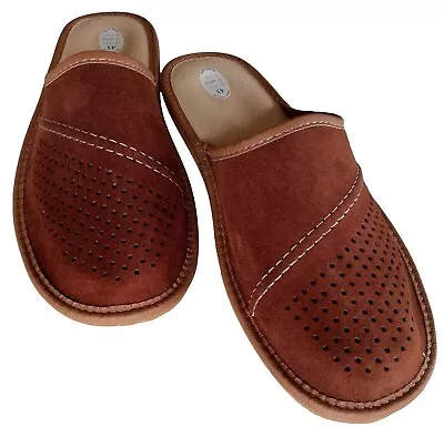 Buy Mens Slippers Leather Size 8, 9, 10, 11, 12 Comfort Sandals Slip On Mules Brown • 11.95£