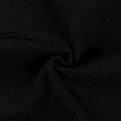 Buy 100% Cotton WAFFLE Honeycomb Pique Fabric Material BLACK • 6.99£