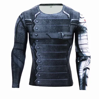 Buy Winter Soldier T-Shirts Bucky Barnes 3D T-Shirts Cosplay Superhero Top Costumes • 14.39£