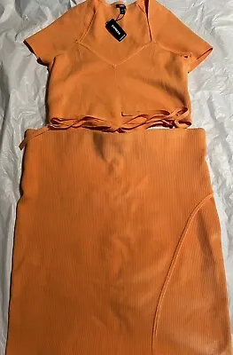 Buy EXPRESS  Cropped Top And Midi Skirt Set  Orange, Sz. XL • 47.36£