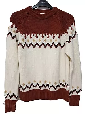 Buy Vintage 70s 80s T.M.E Scandi Nordic Chunky Knitted Jumper Size M L Cream Brown • 20£