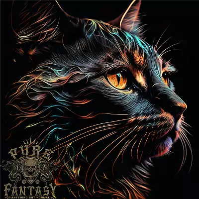 Buy A Fantasy Cat With Cool Colours 2 Mens T-Shirt 100% Cotton • 10.75£