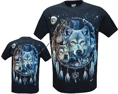 Buy Wolf Pack Native American Indian Eagle Biker T- Shirt Front & Back Print M -3XL • 11.99£