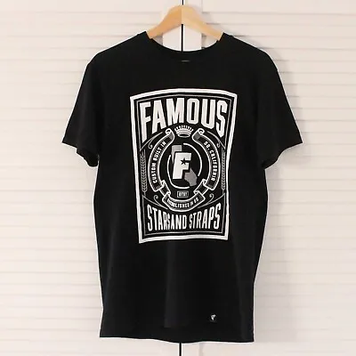 Buy Famous Stars & Straps Black Cotton T-Shirt Size M White Graphic Print • 13.50£