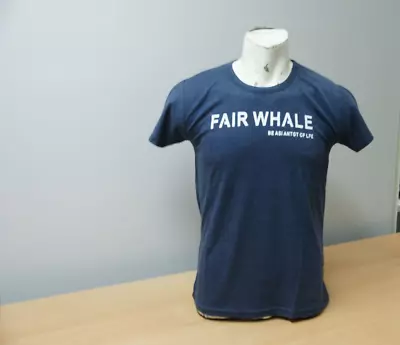 Buy Navy Blue Round Neck Short Sleeve T-shirt With Fair Whale  - Small • 3.19£