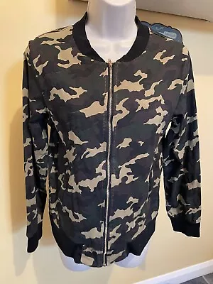 Buy Ladies Size 12 Camo Bomber Style Jacket Very Lightweight Summer Jacket • 4£