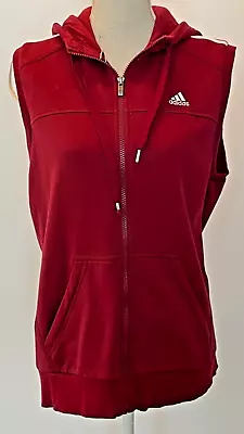 Buy Adidas Sleeveless Hoodie Full Zip Hood Gilet Jacket Red M • 19.99£