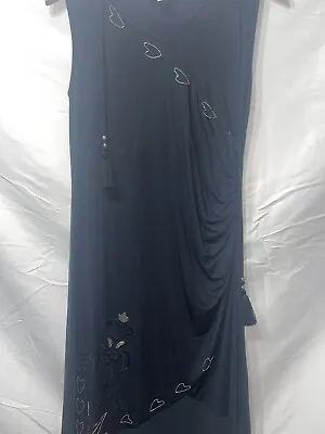 Buy Women Long Black Dress With Beads Of Hearts Style. Size Small With Hoodie • 17.37£