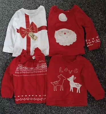 Buy Girls Christmas Jumper Bundle 9-18 Months Next M&S Santa's Reindeer Present  • 14.99£