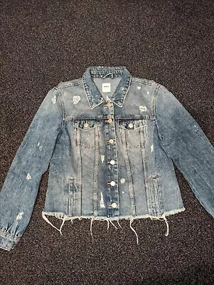 Buy Ladies Only Distressed Denim Jacket Size 42- 14 • 13.99£